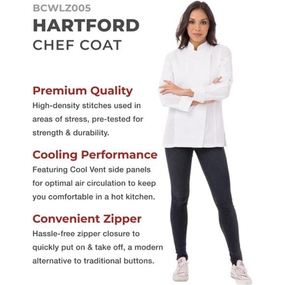 Chef Works Women's Hartford Chef Coat - Picture 3 of 6